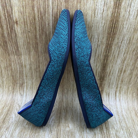 Rothy's The Point Women's 8.5 Spruce Python Geometric Knit Pointed Toe Flats - Picture 7 of 10